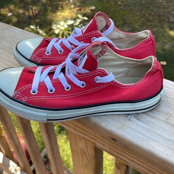 Converse All-Star Low Cut RED Sneakers Size Youth 3 - Picture 8 of 10